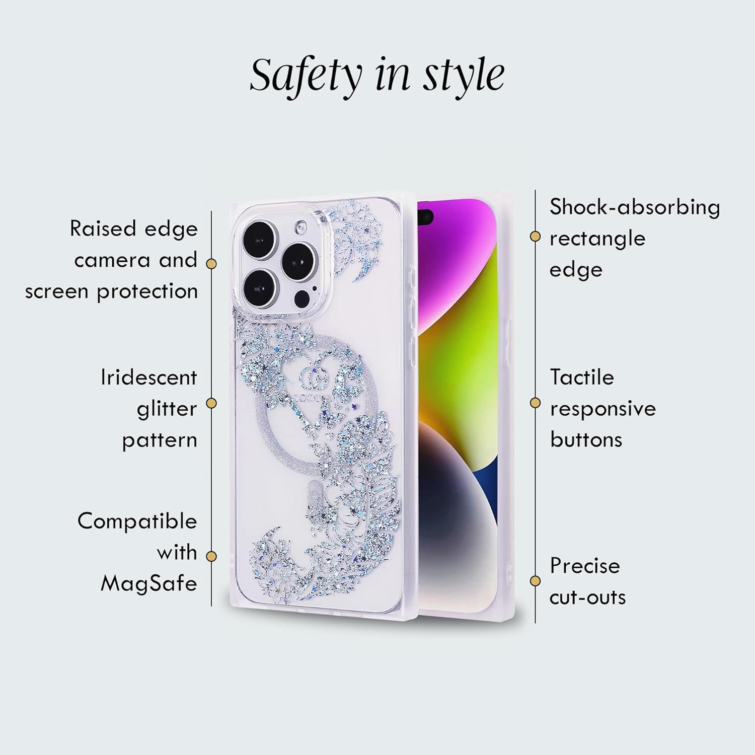 Cocomii Rectangle Case for iPhone 14 Pro Max, Compatible with MagSafe, Prismatic Clear
