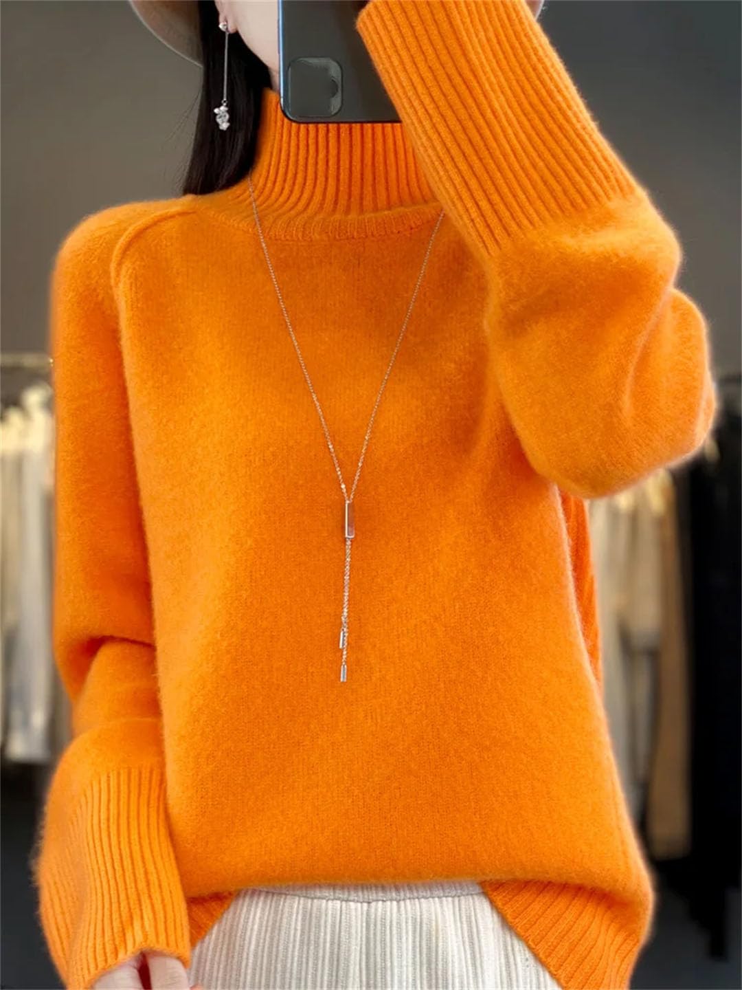 Maglione a collo alto da donna Inverno Basic Pullover in Lana Merino Maniche Lunghe Cashmere Maglione Lavorato a Maglia Abbigliamento Femminile