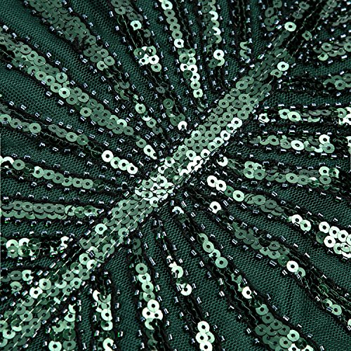Metme Women's 1920s Vintage Fringed Sequin Long Flapper Gatsby Dress for Party,Green,Large