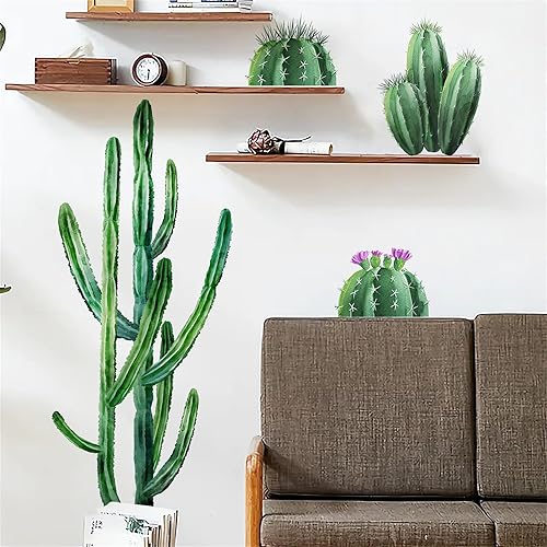 Miniatura 2 de Calcomanías de pared de cactus grandes, plantas verdes tropicales grandes, calcomanías de pared extraíbles de vinilo para despegar y pegar para sala