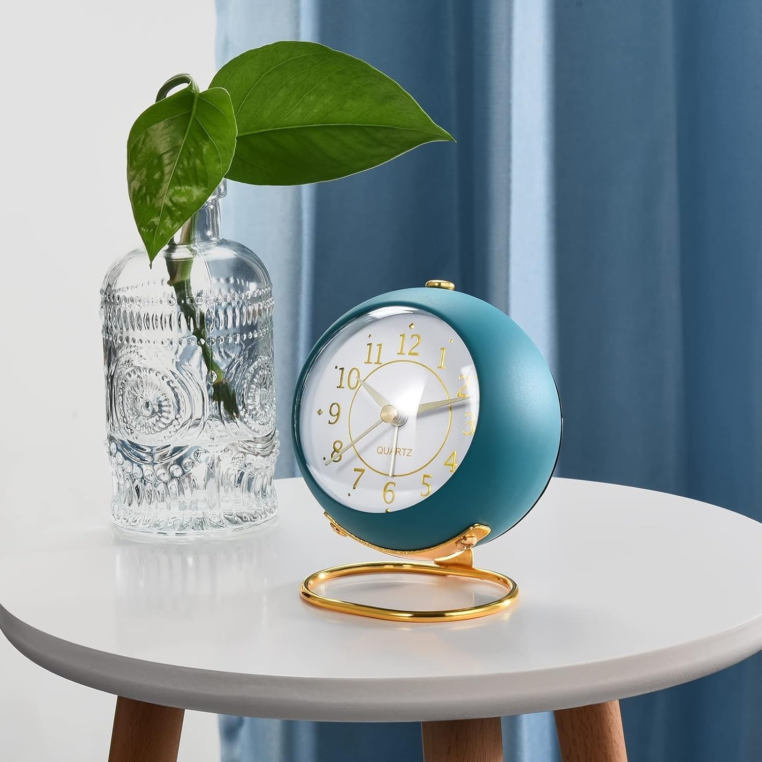 UGU ZONE Vintage Twin Bell Analogue Table Alarm Clock with Night LED Light Ideal for Students and Kids Bedroom (Twin Bell Cream Clock Small(Black)) 2
