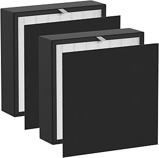 BF35 Silver Carbon HEPA Filter Replacement Compatible with A-len BreatheSmart Classic BF35 Air Purifier, 2 x HEPA Filters + 2 × Carbon Pre-Filters