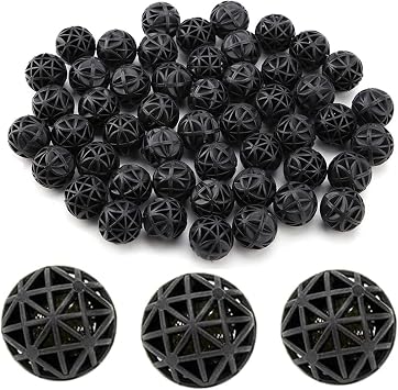 150PCS 16MM Black Bio Balls Bio Porous Filter Media for Aquarium Fish Tank, Pond, Waterfall & Fountain - High Efficiency Biological Water Filter Material