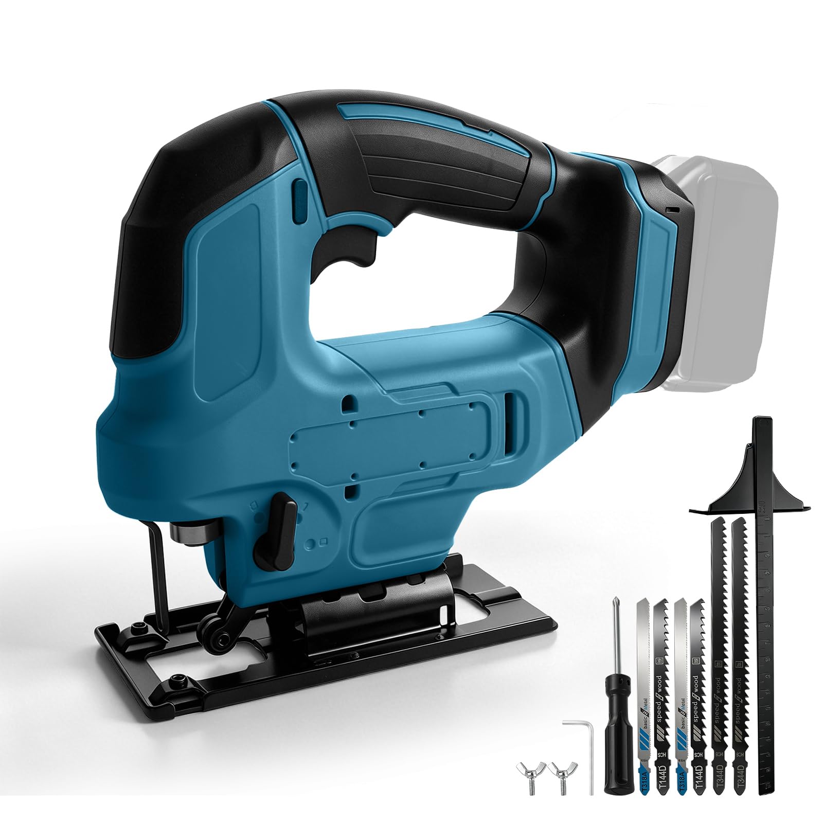 Seghetto alternativo a batteria per Makita da 18 V (senza batteria), 720 W, seghetto alternativo a pendolo elettrico senza spazzole, regolazione della velocità continua, angolo di taglio ±45°, con 6