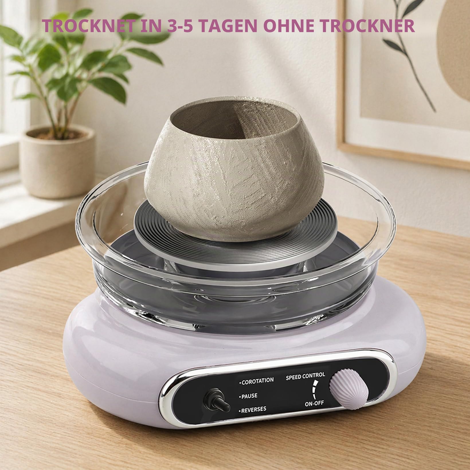 Töpferscheibe Elektrisch, 0–200 R/min stufenlos regulierbar Mini töpferscheibe, 12cm Aluminium-Drehteller, mit Fußpedal-Pause, Komplettset für Erwachsene & Anfänger, DIY Keramik