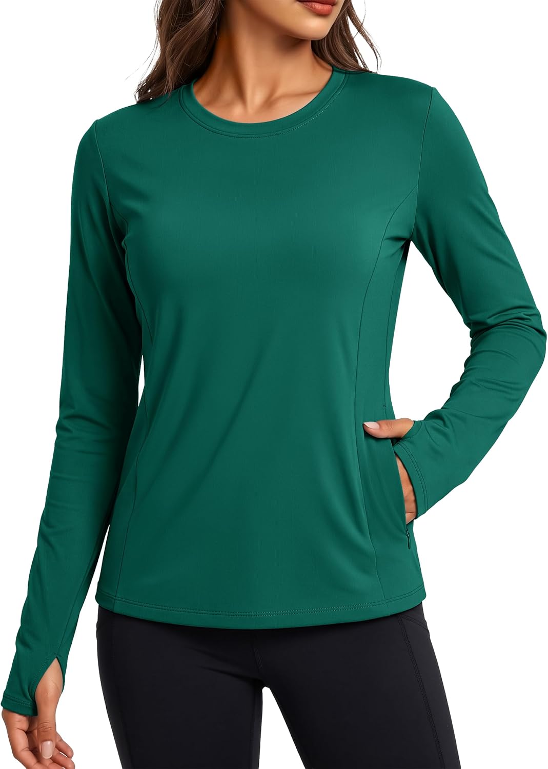 MAGCOMSEN Thermal Shirts for Women Long Sleeve Fleece Lined Base Layer Tops