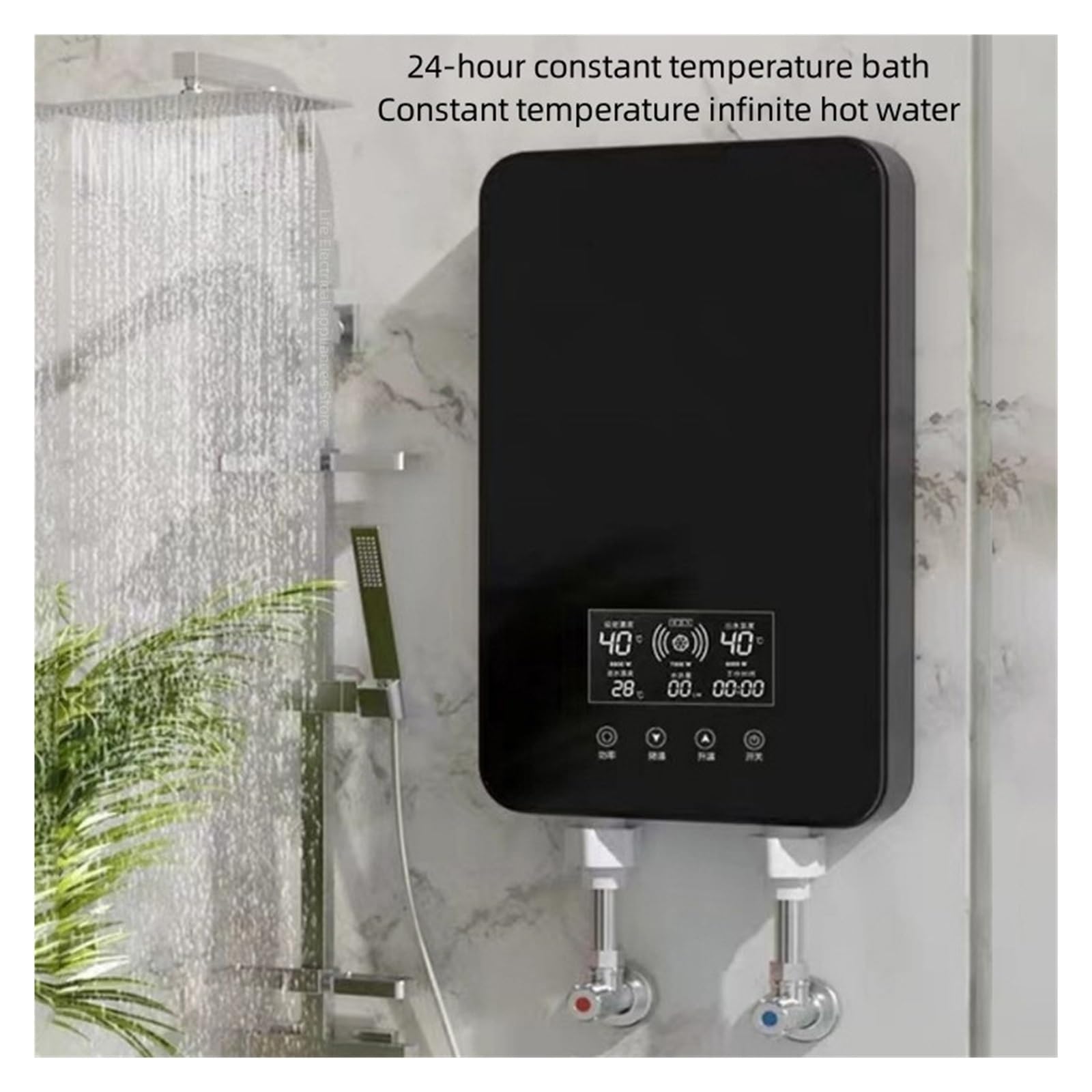 Scaldabagno Elettrico Istantaneo, Scaldabagno Elettrico Riscaldamento Rapido Istantaneo Bagno Domestico Doccia Piccola Macchina Da Bagno Scaldabagno Da Cucina per RV Cucina Bagno(Black-Chinese Panel)