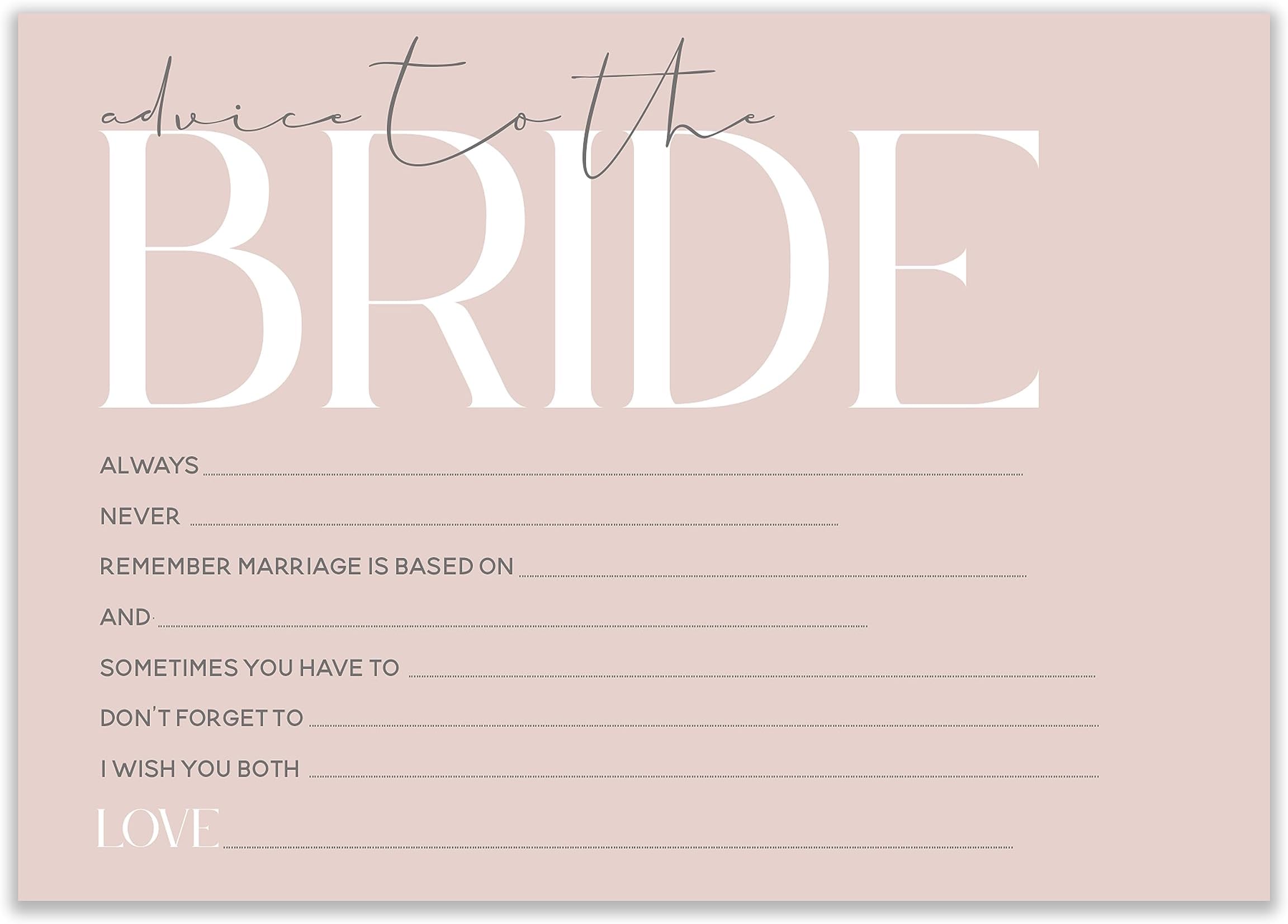 Hen Party Games - Blush Pink Design - Accessories - Elegant Classy Advice To Bride Cards (x10)