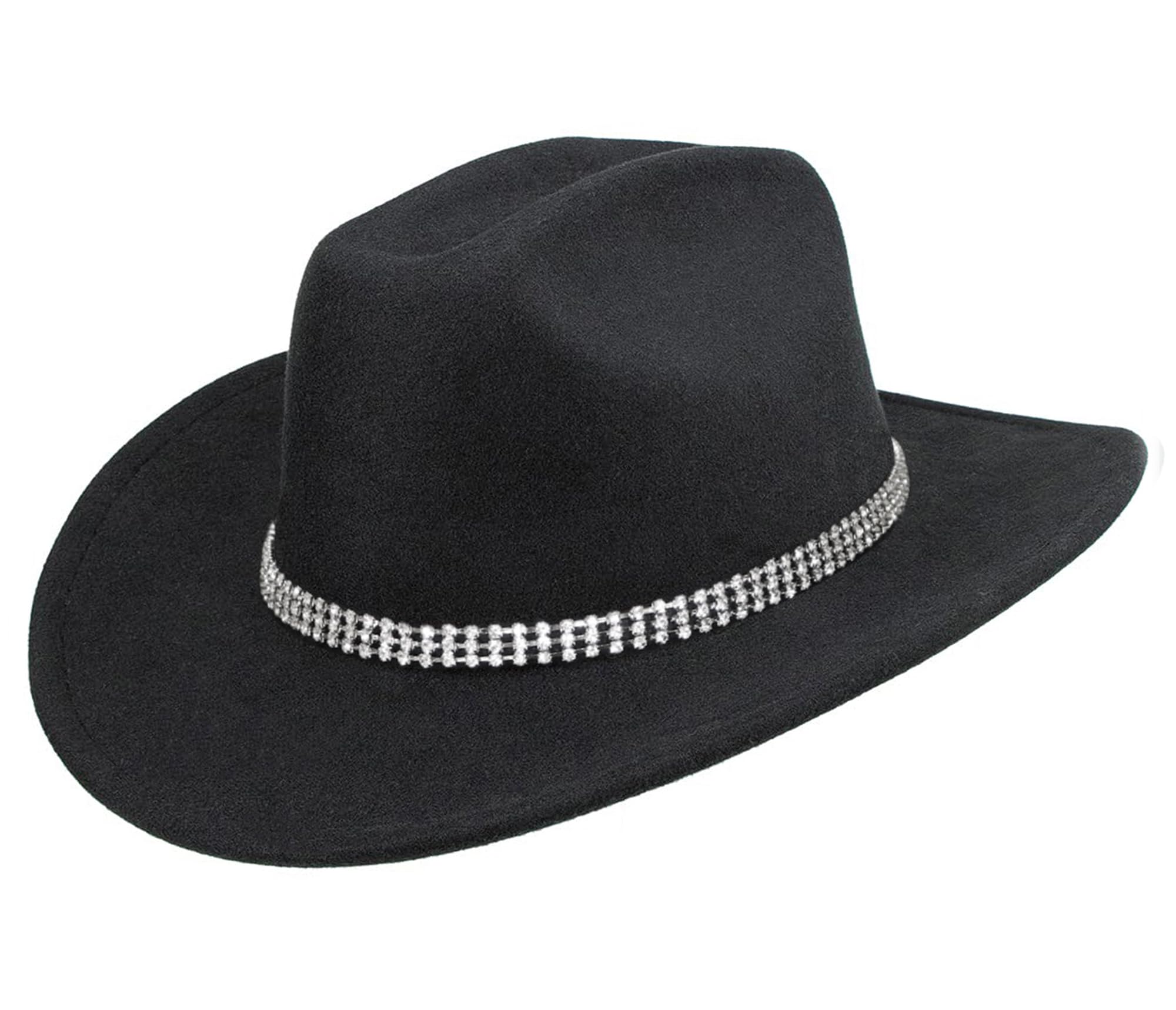 INOGIH Sombrero Western Cowboy con cinturón para Mujeres - Sombrero panamá de fieltro de lana