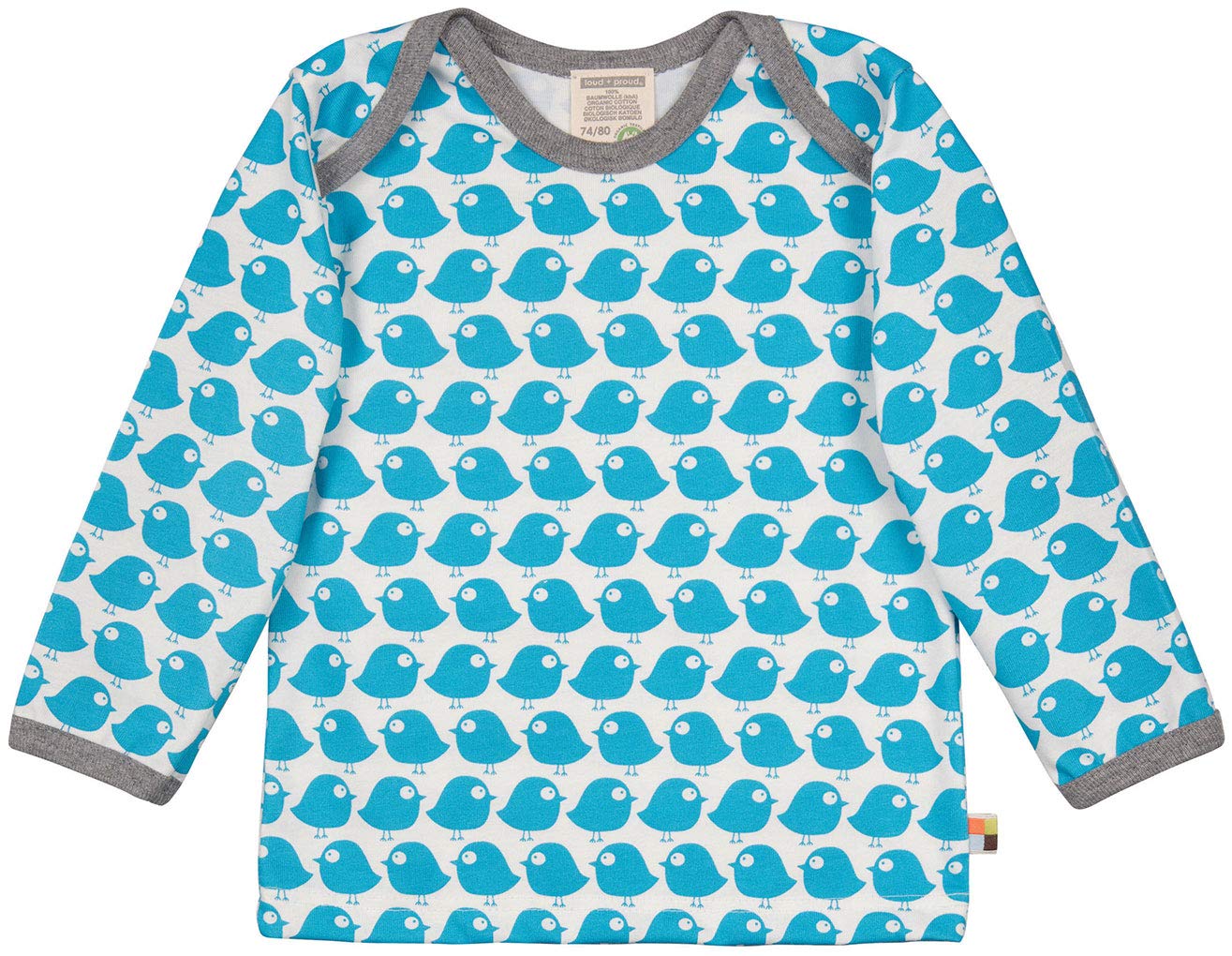 Loud + Proud Unisex Infant Blue (Petrol Pe) Baby Shirt Langarm Aus Bio Baumwolle, Gots Zertifiziert T-Shirt Not Applicable, 86/92