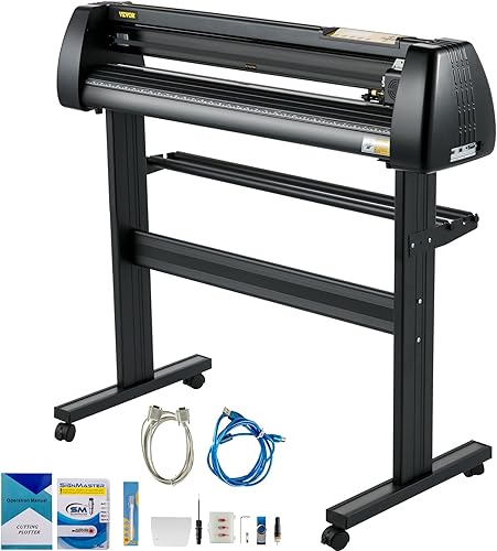 VEVOR Máquina cortadora de vinilo sin líneas, impresora de vinilo de 28.346in, impresora de trazador de 28 pulgadas, disco en U con soporte de piso