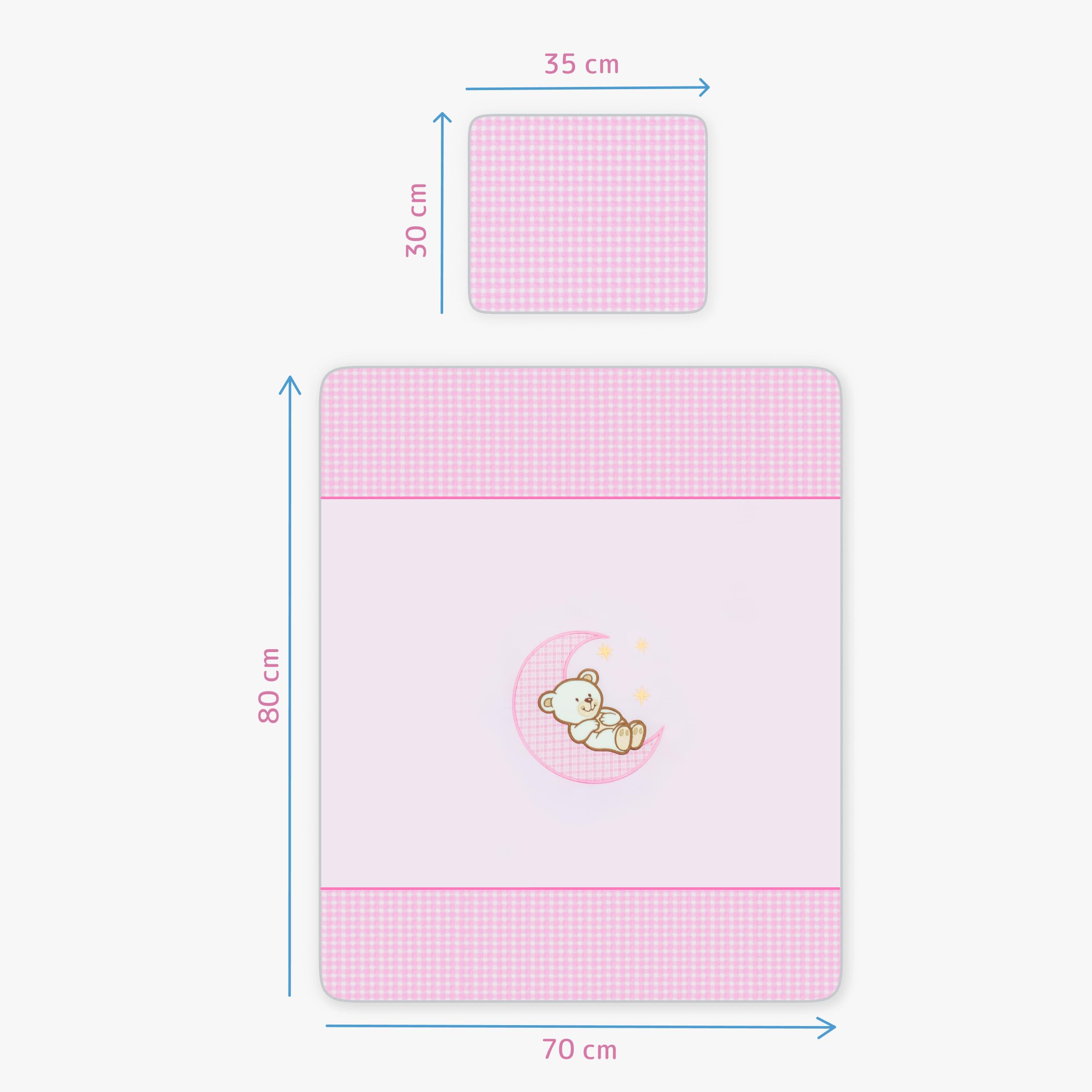 Baby Comfort 2 Piece Baby Kids Bedding Set 80x70 cm Duvet Cover & Pillowcase 12M+ (Moon Pink) - Image 4