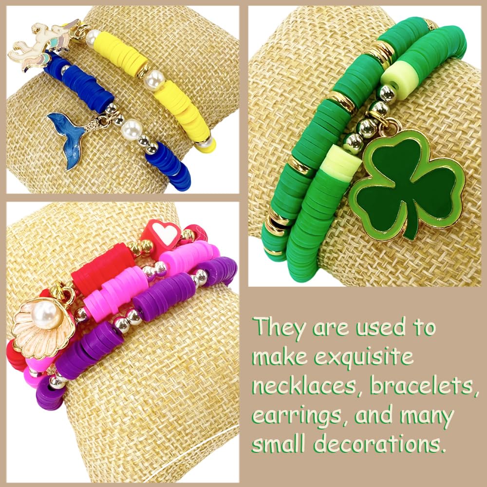 Cuentas de arcilla de 10 hebras, cuentas Heishi para apilar pulseras, cuentas de arcilla morada para adultos, kit de cuentas de arcilla plana para pulseras de la amistad, kit de fabricación