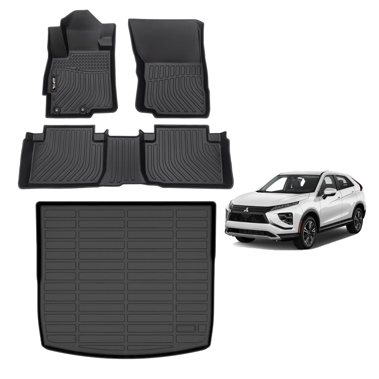 AIPOIL® Floor Mats & Cargo Liner Set for 2022-2024 2025 Mitsubishi Eclipse Cross All Weather Protection TPE Anti-Slip Automotive Full Set Custom Car