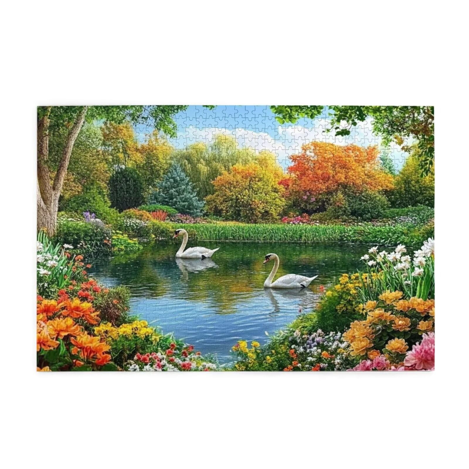 Puzzle 2000 Teile, Puzzle Erwachsene, Holzpuzzle Blume Impossible Jigsaw, Clevere Rätsel, HD Farbe Jigsaw mit Geschenkbox Verpackung for Room Decor, Geschenke für Frauen Schwan 100x70cm p-1424