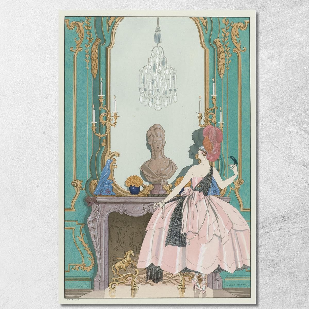 Toile Fine Art George Barbier Mademoiselle Sorel tableau encadré haute qualité