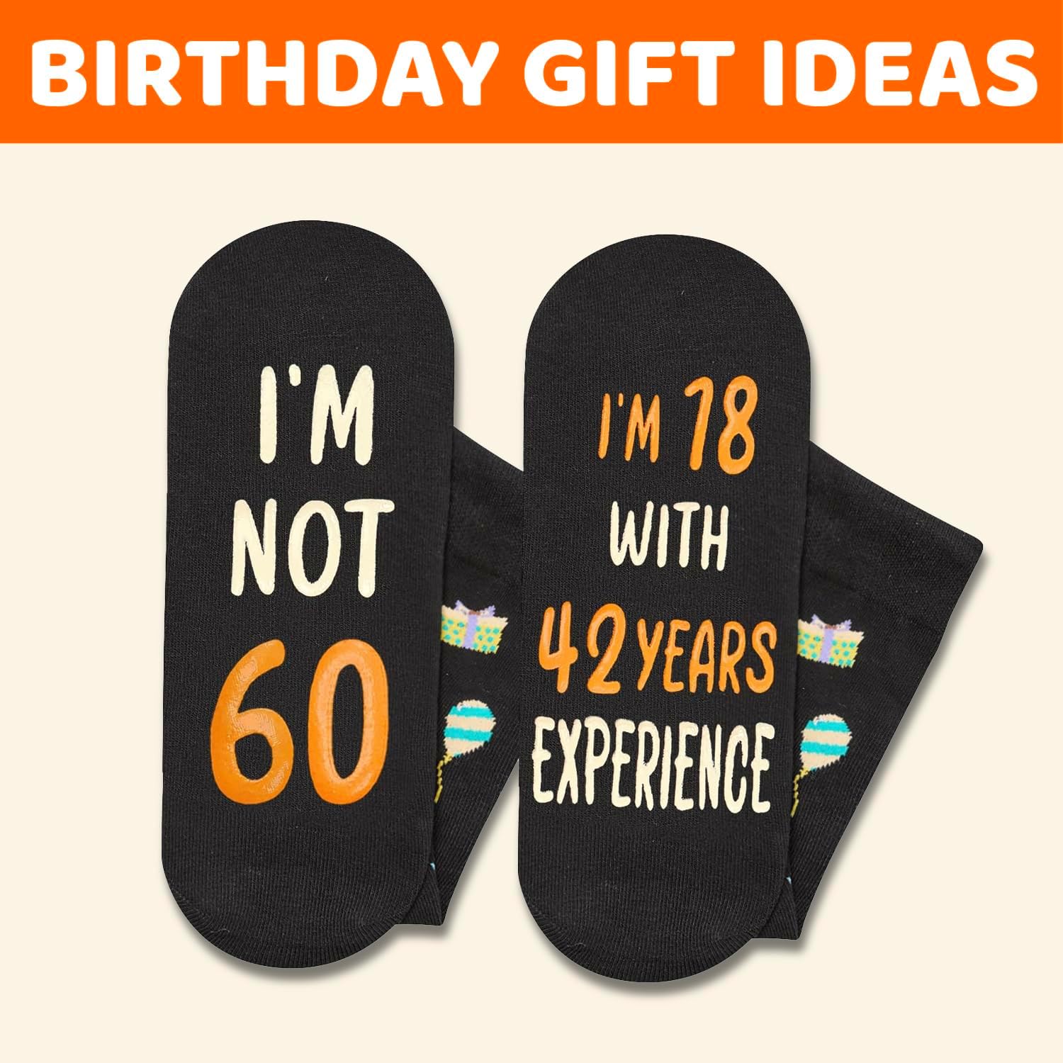 HAPPYPOP 55th 60th Birthday Gifts - Bday Socks for Her Him in 50s with Greeting Card - Image 5
