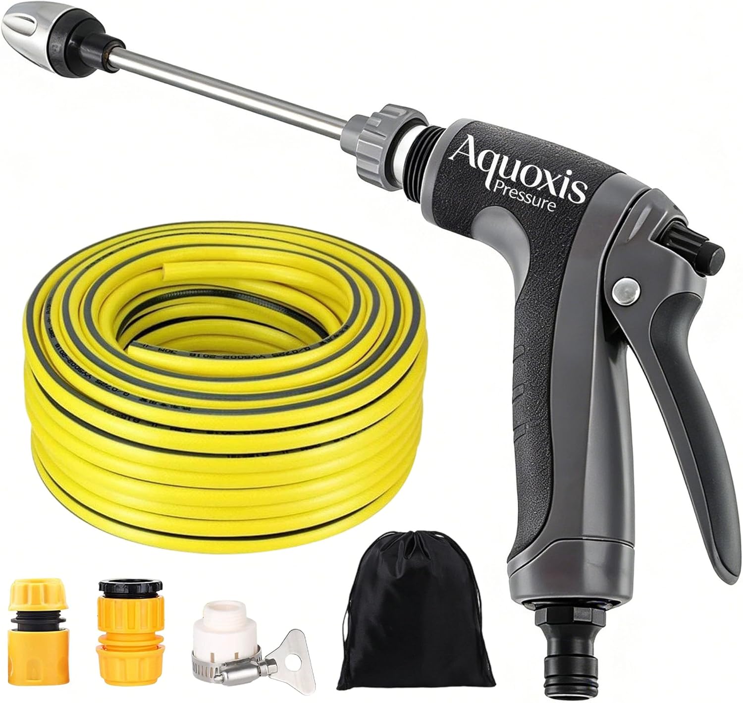 Pressure Washer Compatible with All Garden Hoses, 3 Spray Modes, 360° Adjustable Spray, Lock-On Trigger Reduces Fatigue, Durable Stainless Steel for Cars & Patios(with a 49.2 ft Water Hose)