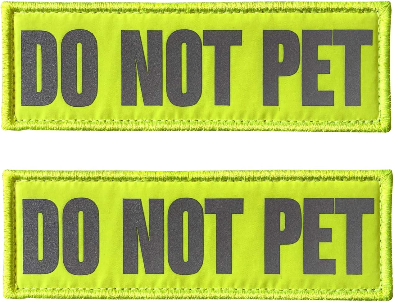 JUJUPUPS Reflective Dog Patches 2 Pack Service Dog,in Training,do not Pet Tags for Hook and Loop Patches Vests and Harnesses (DO NOT PET, 6x2 inch)