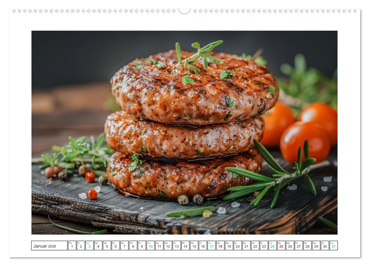 Hackfleisch-Küche (Wandkalender 2026 DIN A2 quer), CALVENDO Monatskalender: Entdecken Sie die kulinarische Vielfalt von Hackfleisch mit unserem Hackfleisch-Küche Kalender. (CALVENDO Lifestyle)