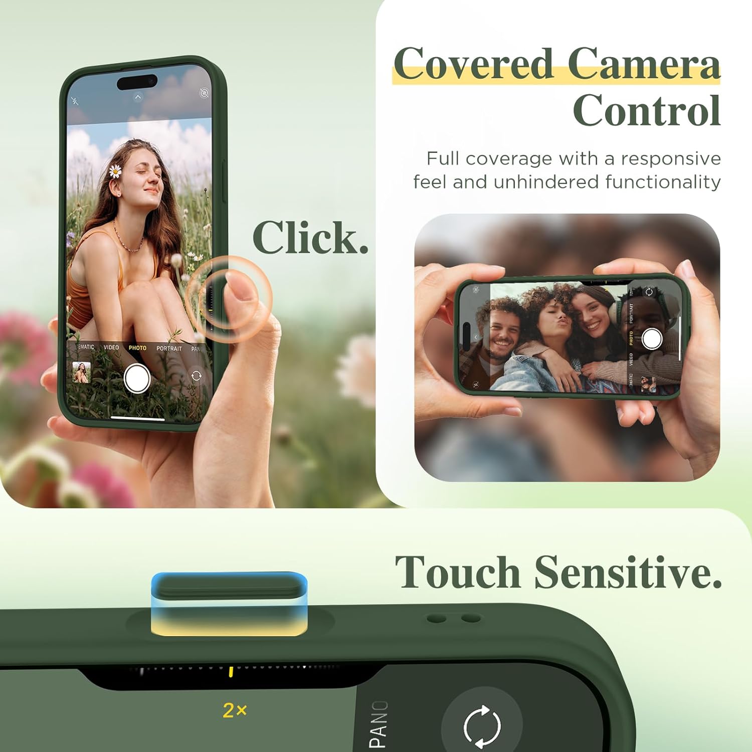 GVIEWIN for iPhone 16 Pro Case Compatible with MagSafe, [Military Grade Protection] [Screen Protector] Full Camera Protection Floral Translucent Women Magnetic Phone Case, Floratopia/Forest Green - Image 3