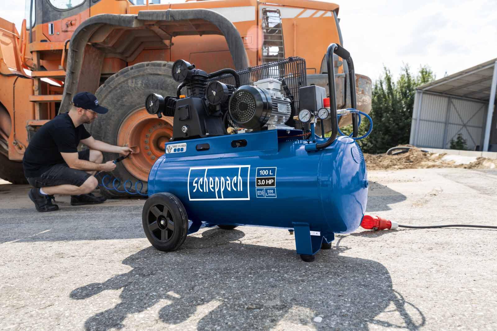Scheppach Compresseur à air HC550TC | Tri-cylindres/Cuve 100L / 10bar