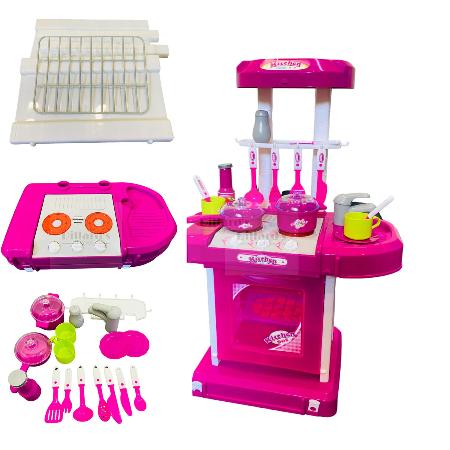 DILLARDS Kitchen Set for Kids Girls Big Cooking Set Light and Sound Pretend Play Toy Battery Operated with Accessories,Plastic (B0854GCSNQ) Amazon Price History, Amazon Price Tracker