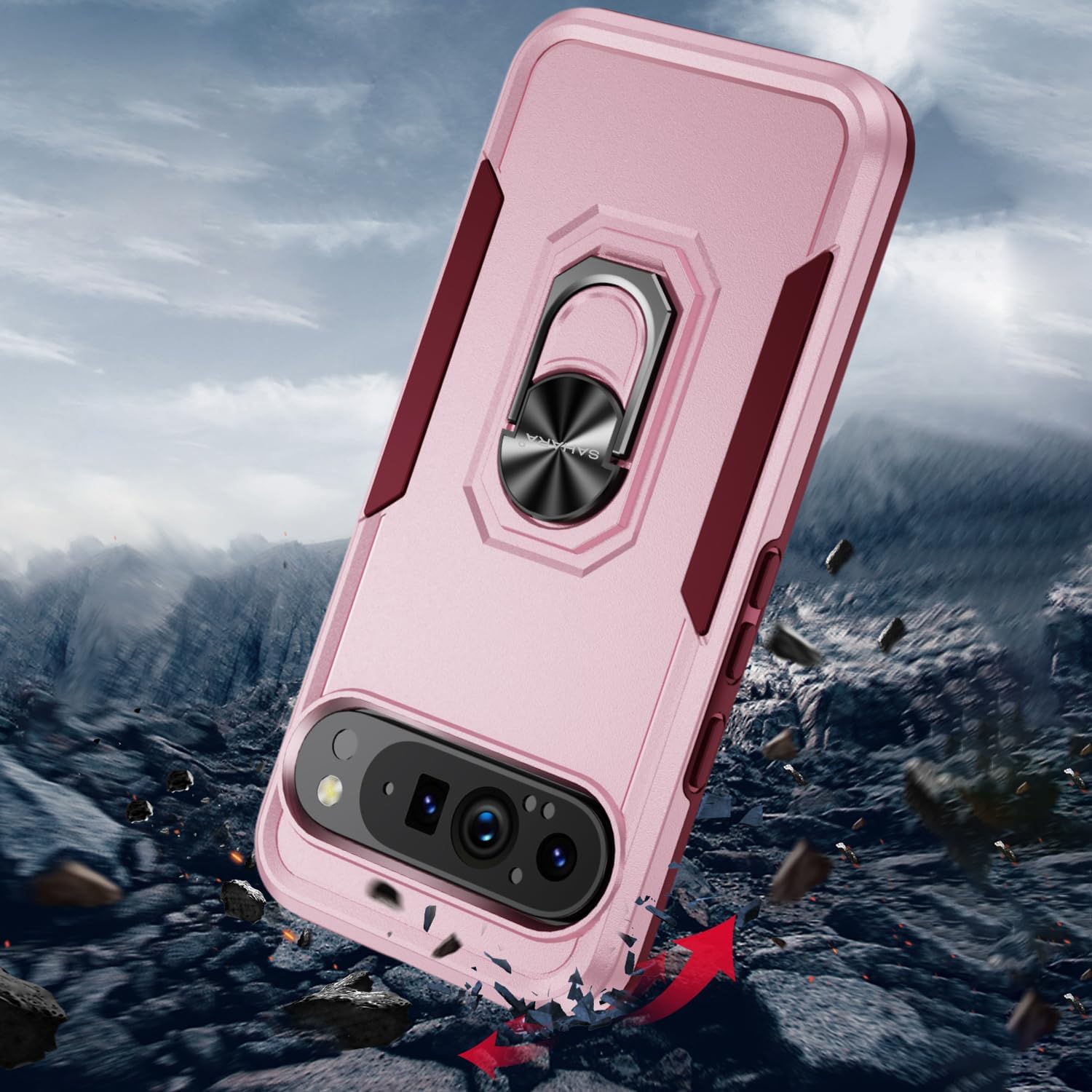 SaharaCase Raider Series Heavy-Duty Kickstand Case for Google Pixel 9 Pro XL - Triple-Hardened TPU and Rubber Materials, Heavy-Duty Design, Built-in Kickstand (Desert Rose)