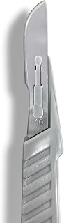 Disposable Scalpels No. 10 with Plastic Handle, High Carbon Steel, Individually Foil Wrapped, Sterile, Box of 10