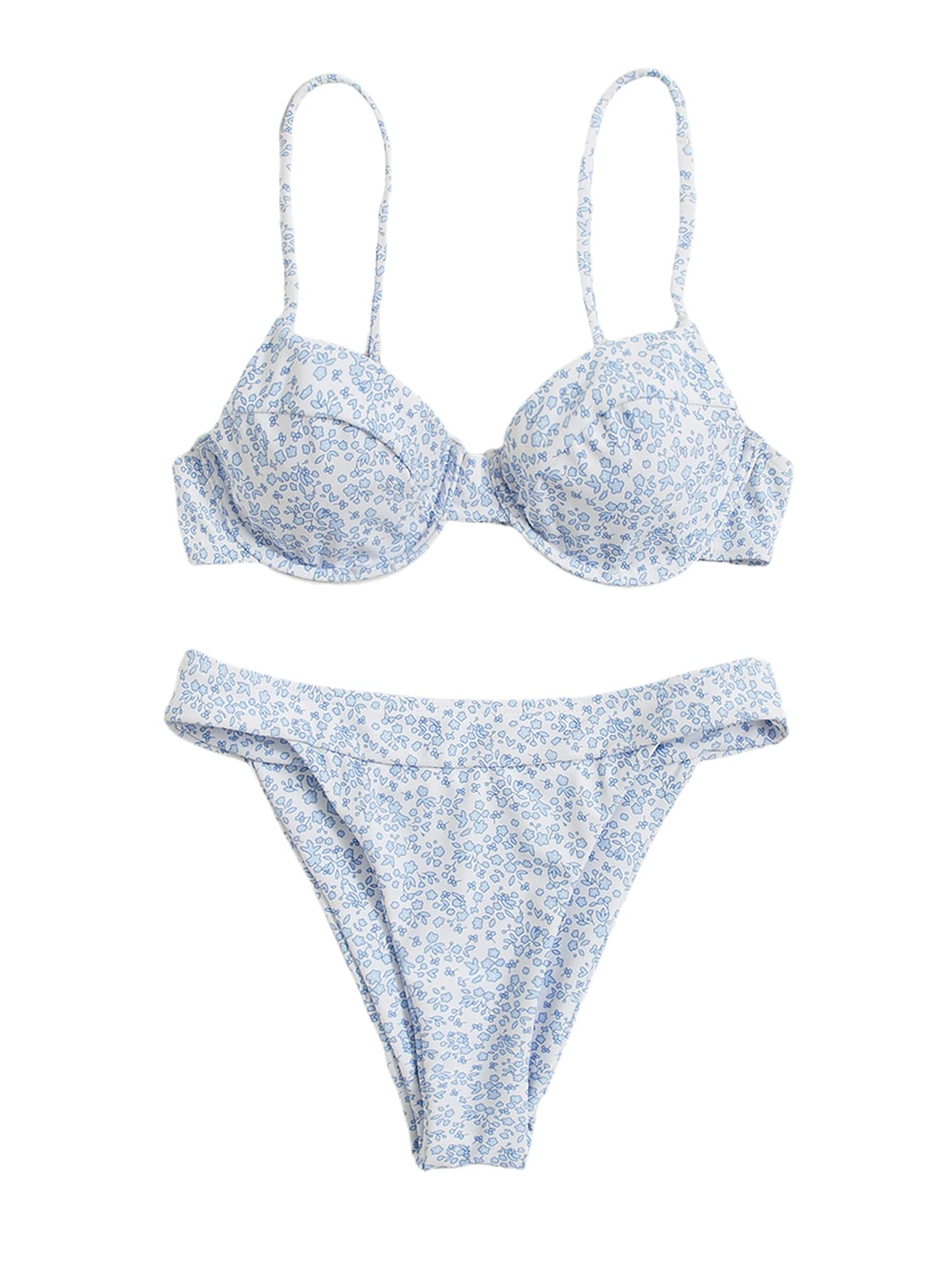 WDIRARAWomen's Floral Print Underwire Bikini Swimsuit 2 Piece Bathing Suits Swimwear