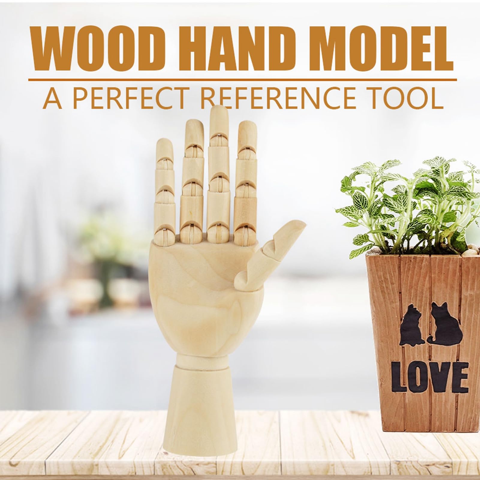 Hand Model for Drawing, Hand Figure Decor Wooden Artist Hand Model Flexible Hand Model Body Artist Model for Home Office Decoration (7 inch Right Hand)