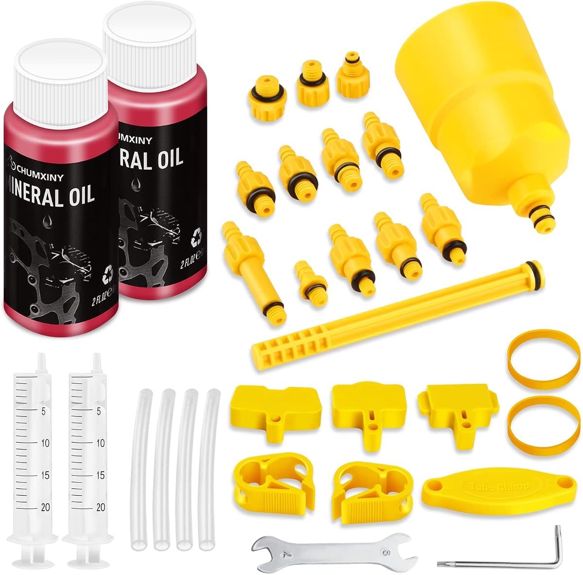 Brake Bleed Kit for SHIMANO, TEKTRO Hydraulic Disc Brakes, Including High Performance Mineral Brake Fluid (120ml)