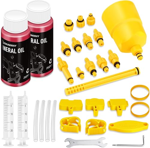 Kit de purga de frenos para frenos de disco hidráulicos SHIMANO, TEKTRO, incluye líquido de frenos mineral de alto rendimiento (4.1 fl oz)