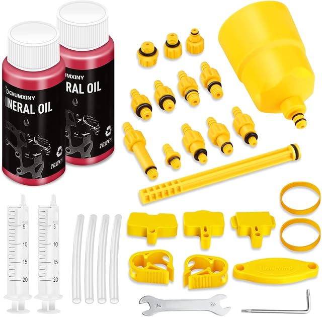 CHUMXINY Brake Bleed Kit for Shimano,TEKTRO, MAGURA Range of Hydraulic Disc Brakes, Including High Performance Mineral Brake Fluid (120ml).