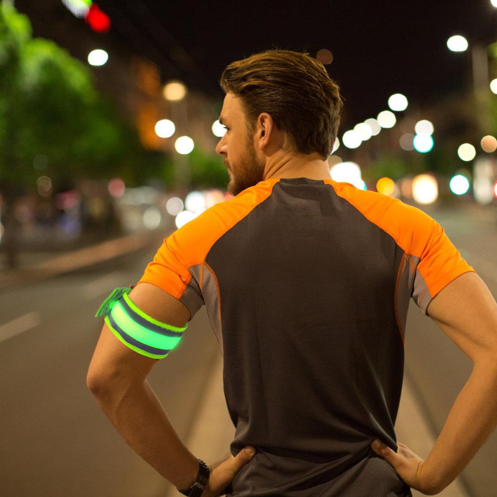 4 bracciali a LED ricaricabili: bracciali con luce USB riflettente, USB, per corsa, escursionismo, ciclismo, sport all'aria aperta, con USB, luce di sicurezza