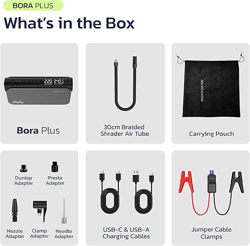 Miniatura 9 de Woowind Arrancador de salto con compresor de aire 3 en 1 amplificador de batería de automóvil, banco de energía de 65 W, inflador de neumáticos