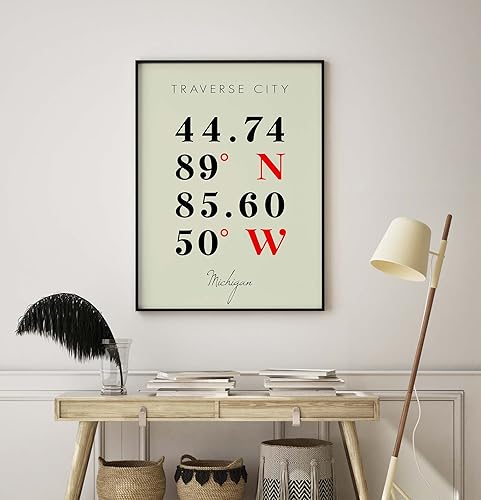 Miniatura 8 de Mapa de Coordenadas Multilíneas de Colores (18x24) Traverse City, Michigan,