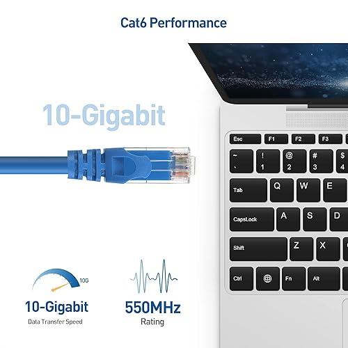Miniatura 2 de Cable Matters Cable Ethernet Cat 6 largo sin enganches de 10 Gbps de 60 pies (cable Cat 6, cable Cat6, cable de Internet, cable de red) en azul