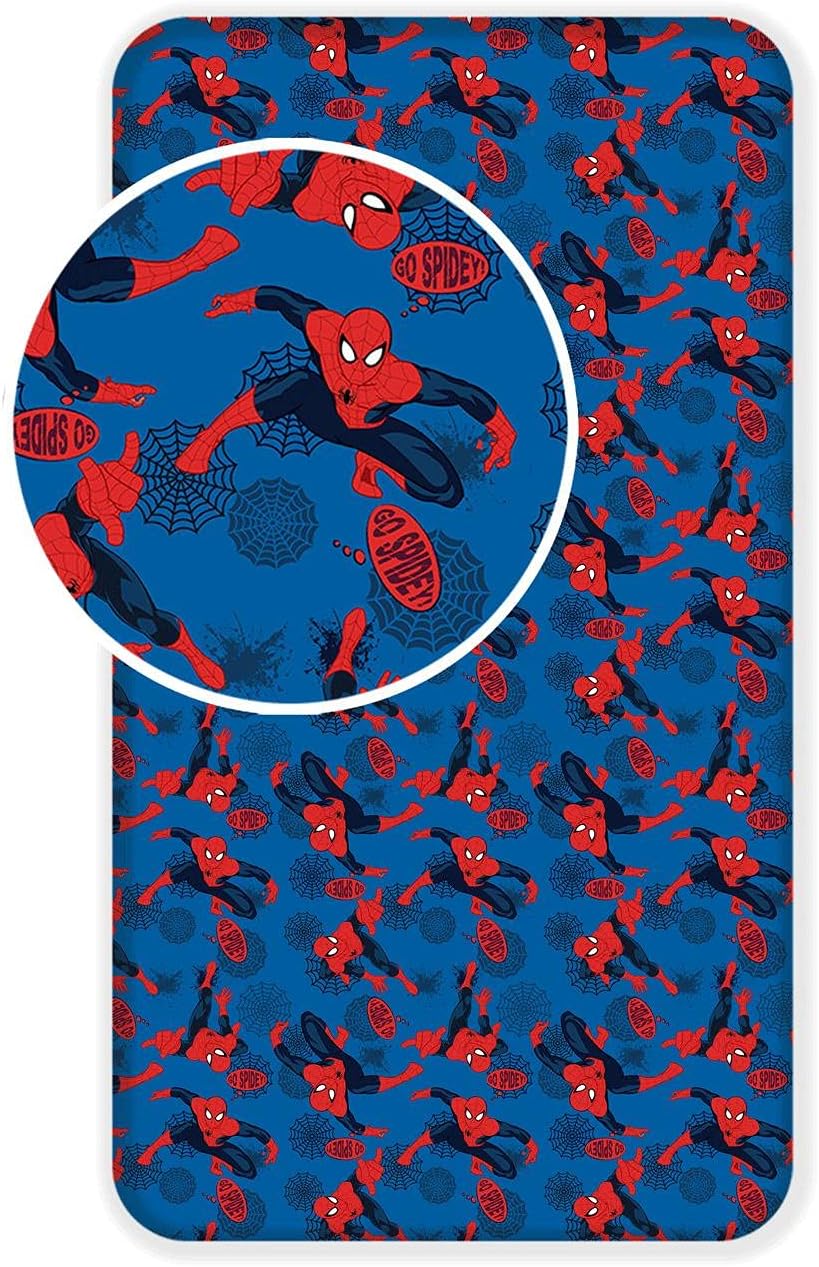 Marvel comic gifts Spiderman Blue/Red Single Fitted SheetOEKO-TEX STANDARD 100