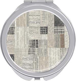 White and Gray Lines Travel Makeup Mirror 1x/...