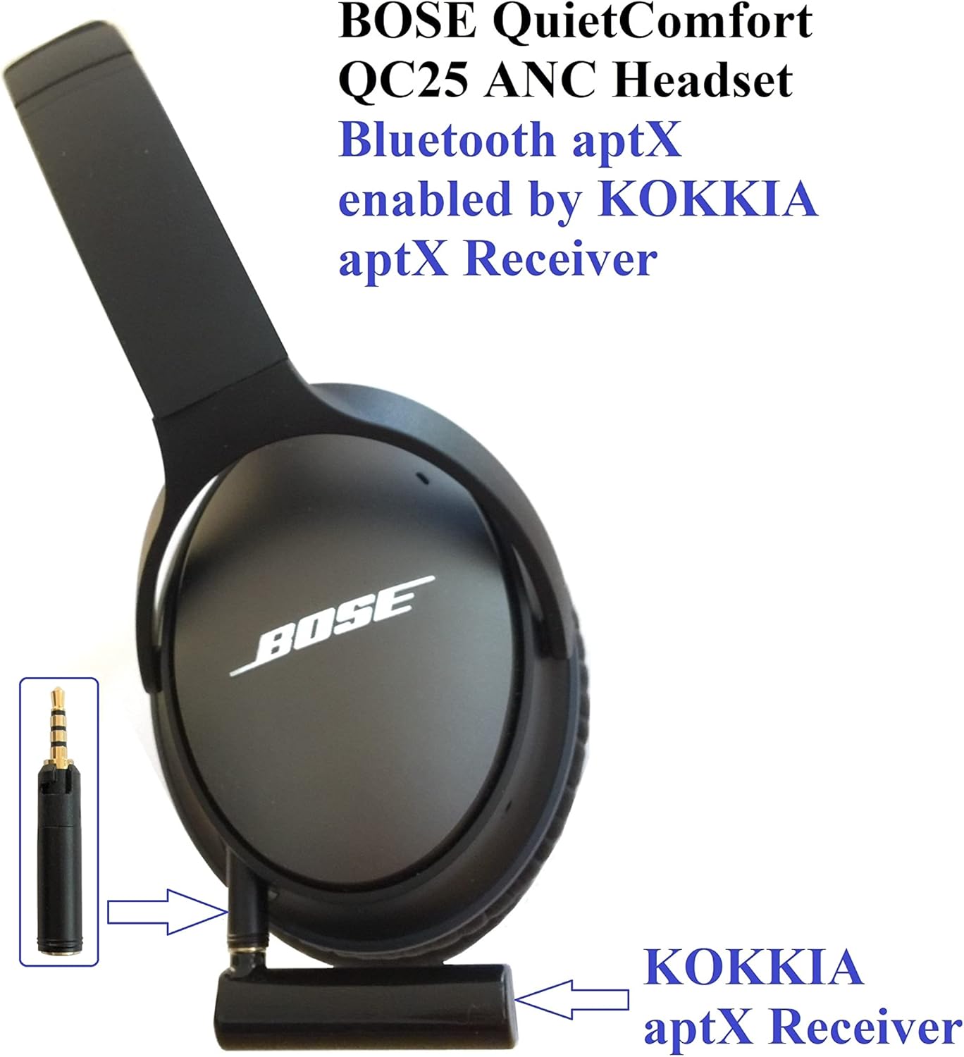 iReceiver_aptX+ : Tiny Universal 3.5mm aptX iAdapter Bluetooth Stereo Receiver, Includes Tiny Versatile 2.5mm to 3.5mm Adapter for Attachment to headsets with 2.5mm Audio Input.