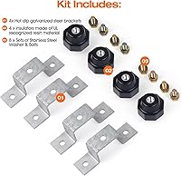 Vista 5 de 4 aisladores de separación de 2500 V con soportes de montaje de barra colectora de tierra (aislante negro de 2 pulgadas)