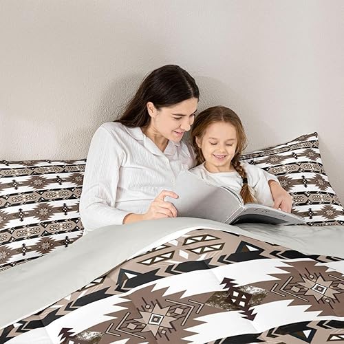 Miniatura 7 de Erosebridal Juego de edredón bohemio occidental tamaño Queen, colcha azteca, juego de ropa de cama étnica tribal con flechas decoración de país,