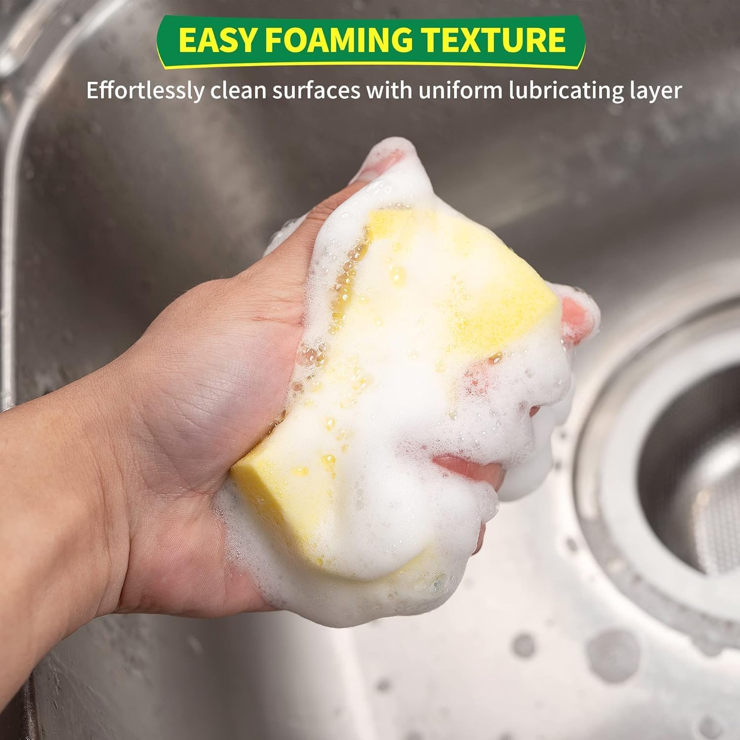 HOMERHYME Heavy Duty Scrub Sponges, 120 Pack Scrub Sponge, Double-Side Kitchen Sponge, Multipurpose Long-Lasting Sponges, High-Density Dish Sponge