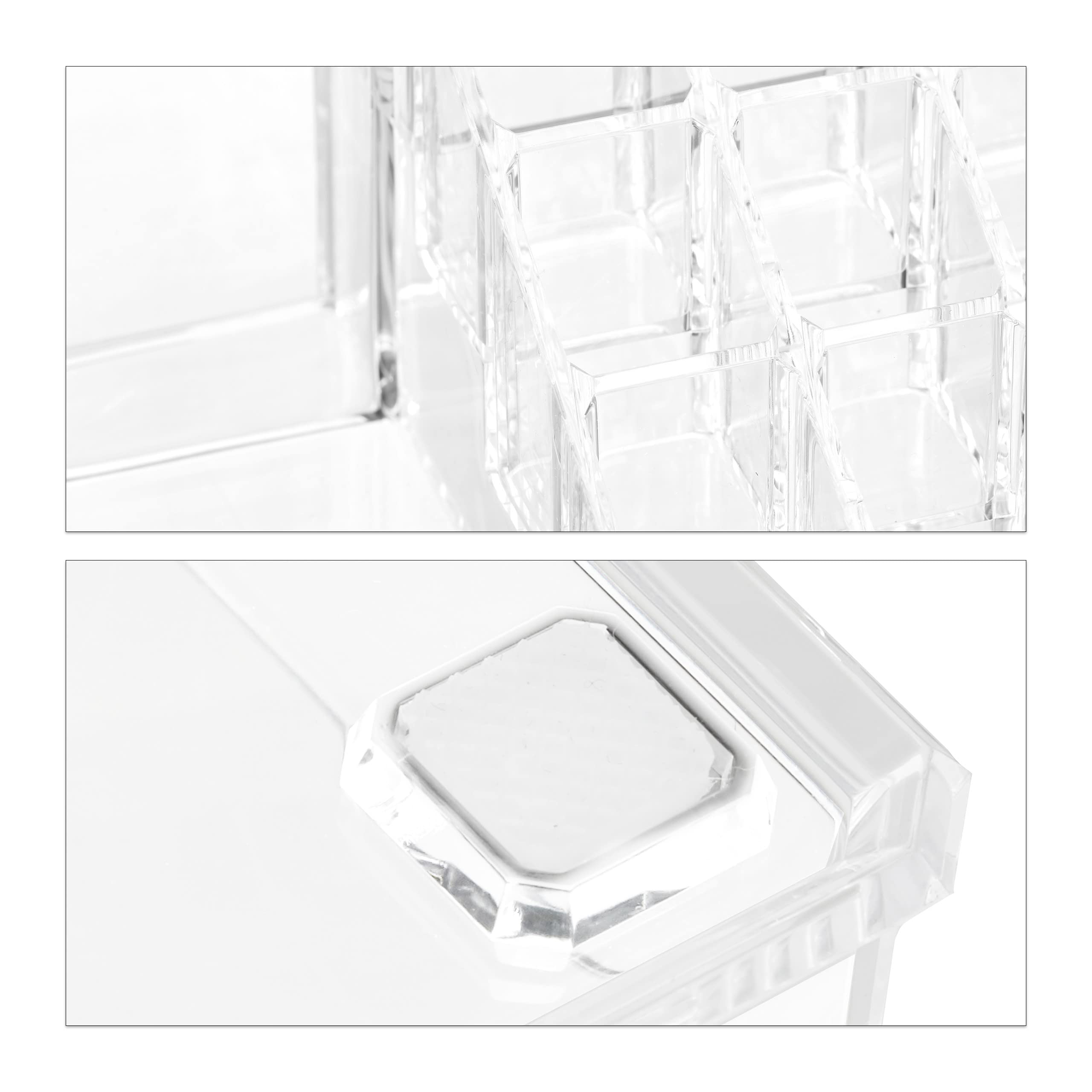 Relaxdays Organizador de Maquillaje con cajones, Fibra acrílica, Neceser apilable, Transparente