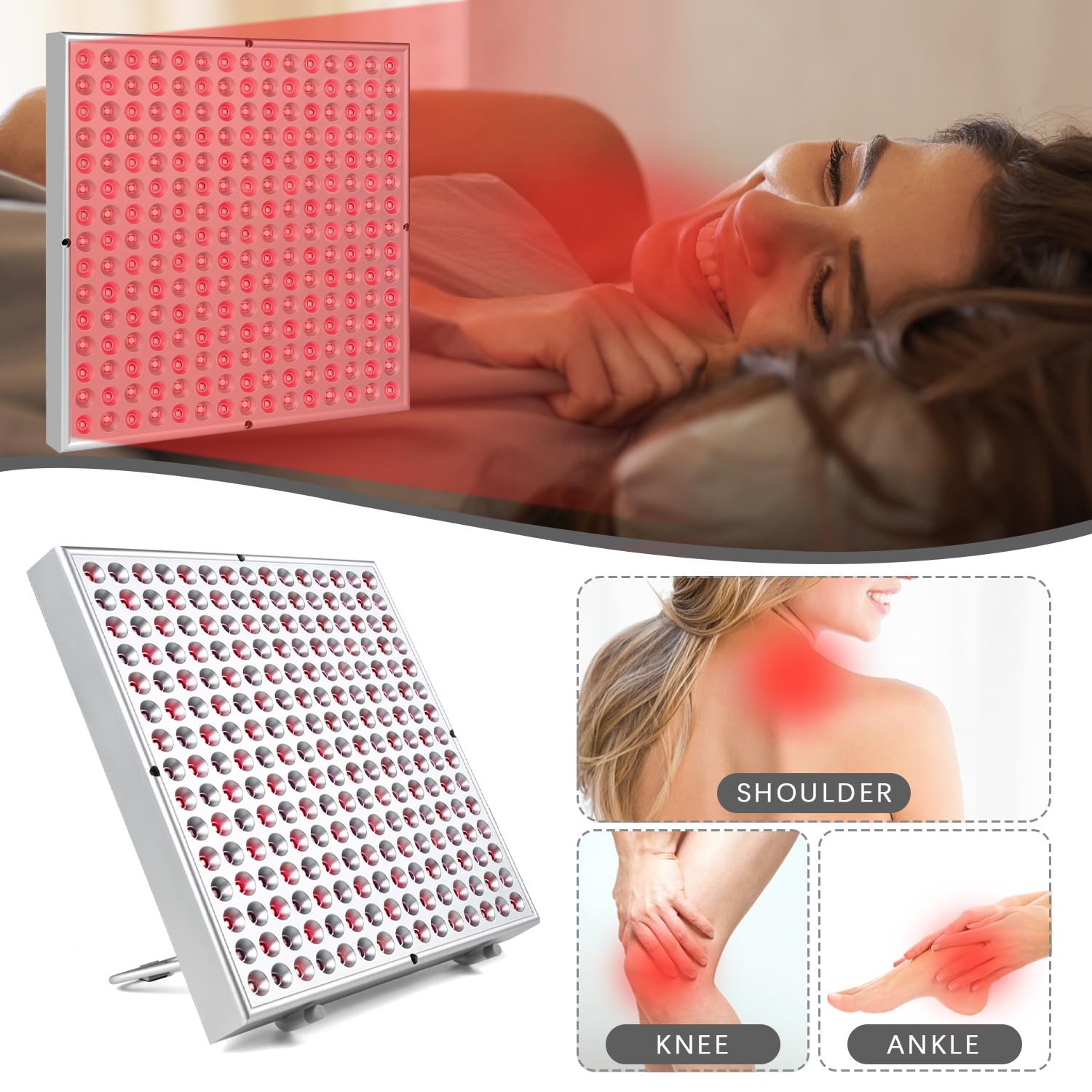 Lampada Terapia LED 45W con Telecomando, Luce Rossa e Infrarossa 660nm & 850nm per Sollievo dal Dolore, Ringiovanimento della Pelle, e Fotobiomodulazione, Funzione Timer