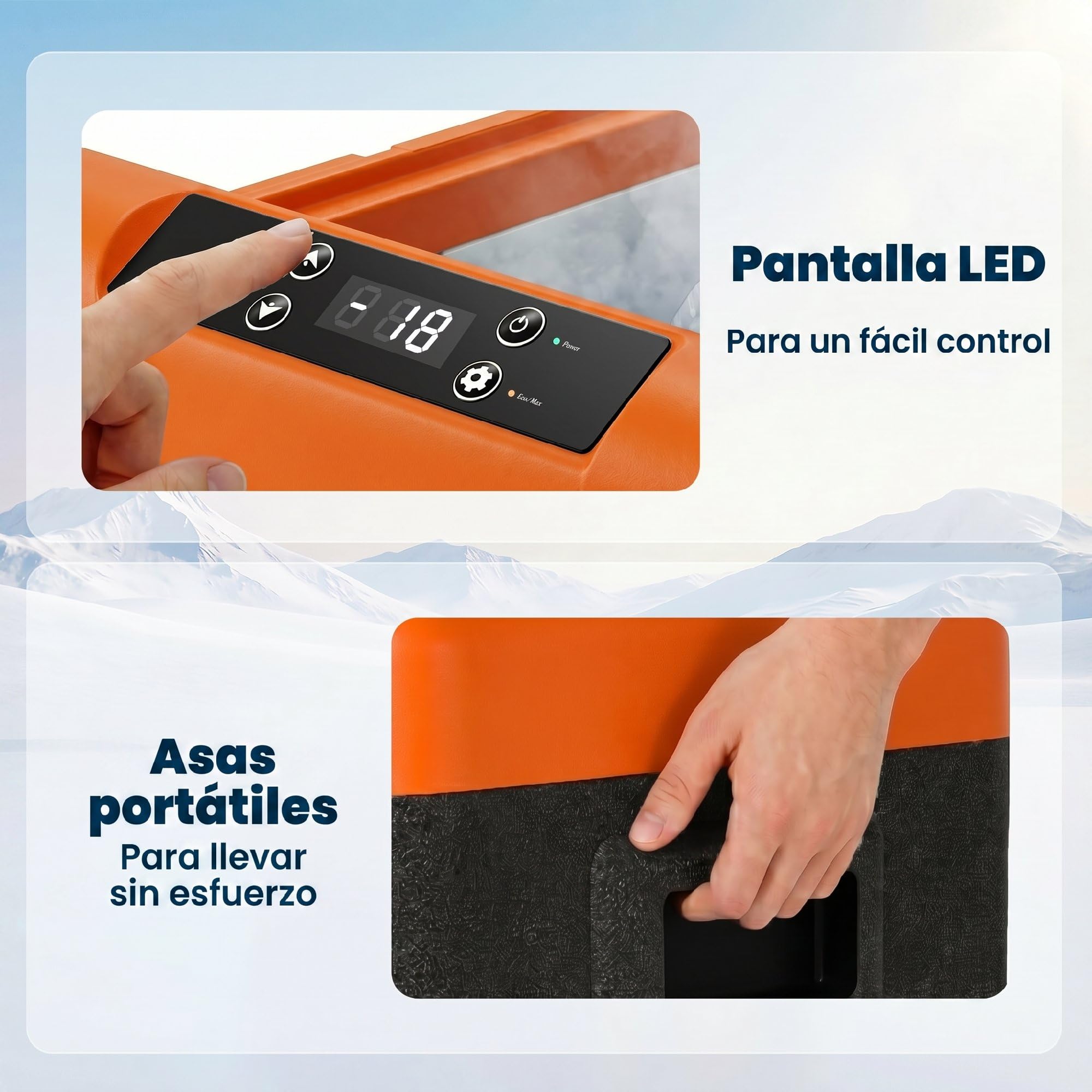 Outsunny Nevera Portátil Eléctrica 40L Refrigerador de Coche 12V/24/240V hasta -20℃ Mini Frigorífico con Compresor Pantalla LED Táctil para Hogar Camping Viajes Automóvil Barco 58,7x36,5x43,8 cm Negro