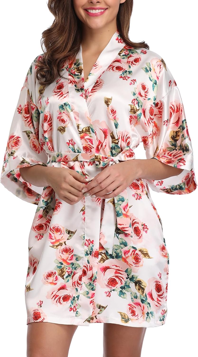 Kimono Robes For Women Lightweight Bathrobe Dressing Gown After Shower Robe