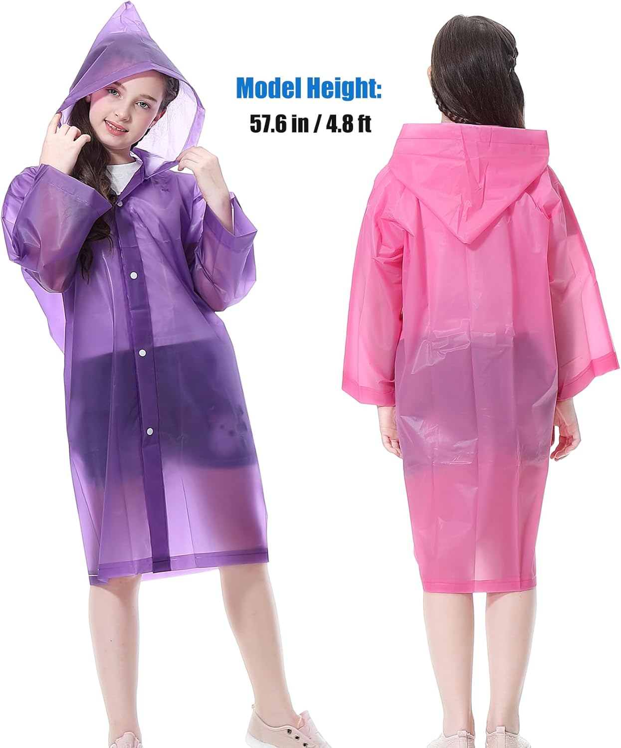 2 Pack Rain Ponchos for Kids - Reusable Rain Coats for Kids Boys Girls Rain Jacket Disney Travel Outdoor Rain Gear - Image 6
