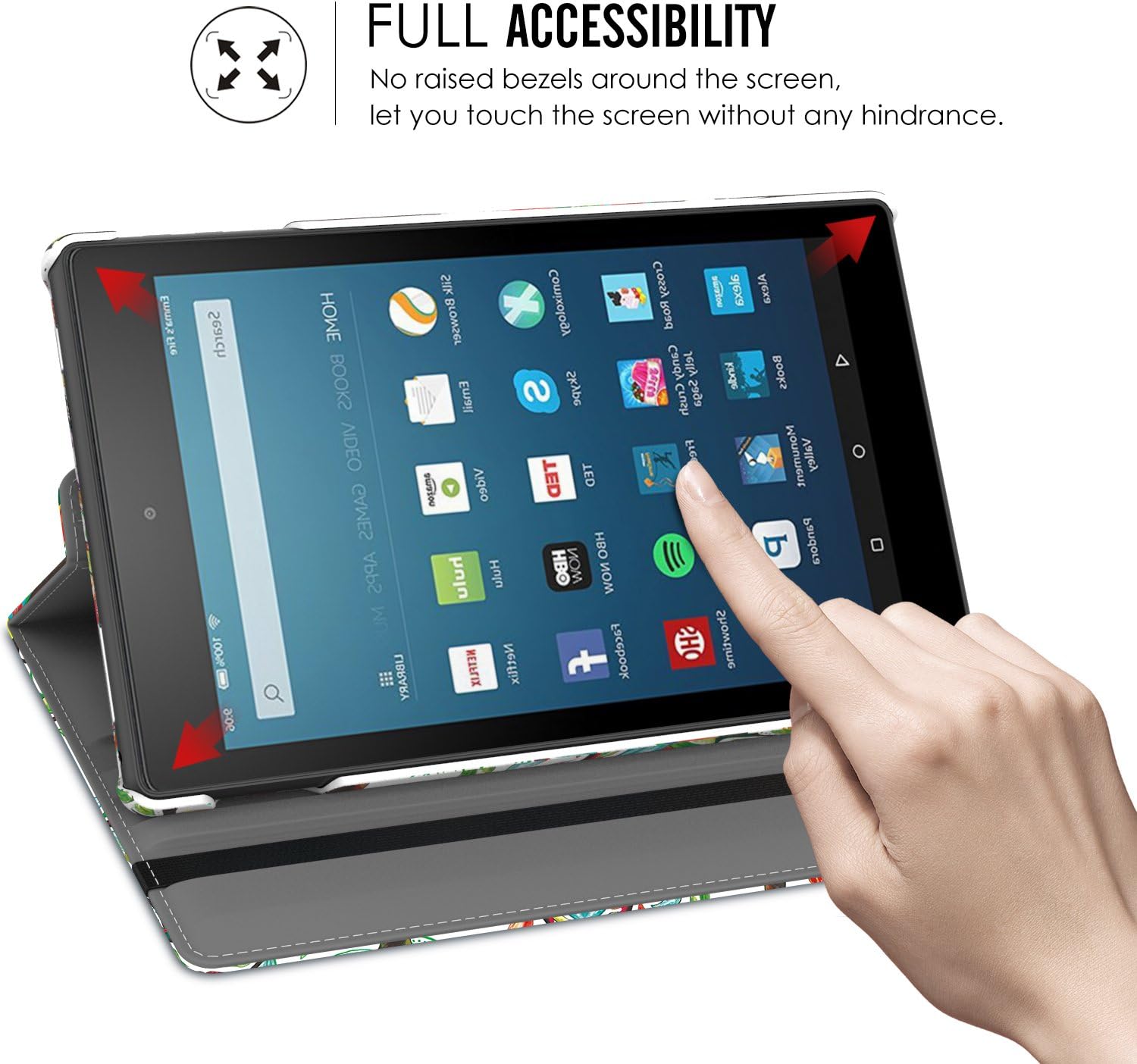 MoKo Case for All-New Fire HD 8 2018/2017/2016-360 Degree Rotating Cover with Auto Wake/Sleep for Amazon Fire HD 8 (8th & 7th & 6th Gen, 2018/2017/2016 Release) 8" Tablet, Lucky Tree